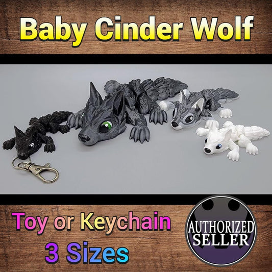 Custom Color Baby Wolf Toy or Keychain | 3D Printed | Articulated Fidget | Sensory Play | Personalized Gift