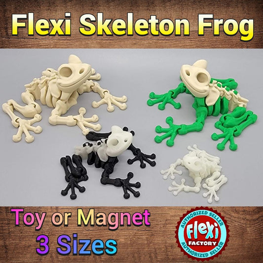 Skeleton Frog Toy or Magnet | 3D Printed | Halloween | Fall | Fidget | Custom Colors