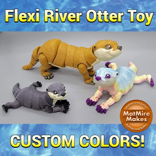 Articulated River Otter Toy – 3D Printed, Posable, Hand-Held Fidget, Custom Colors
