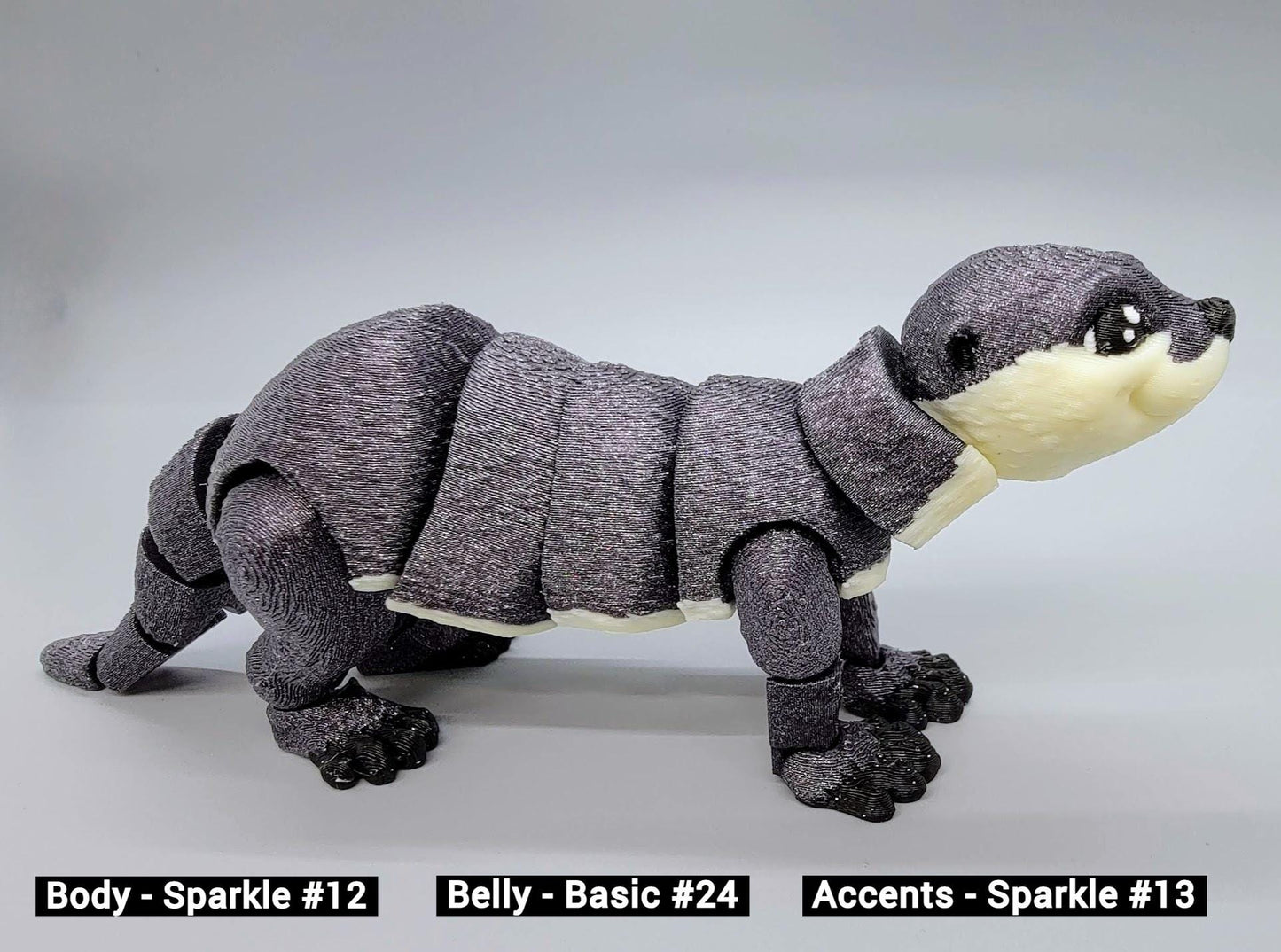 Articulated River Otter Toy – 3D Printed, Posable, Hand-Held Fidget, Custom Colors