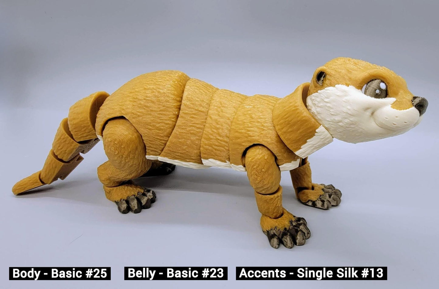 Articulated River Otter Toy – 3D Printed, Posable, Hand-Held Fidget, Custom Colors
