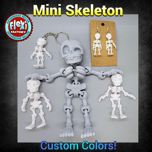 Mini Skeleton Toy Magnet, Keychain or Earrings | 3D Printed