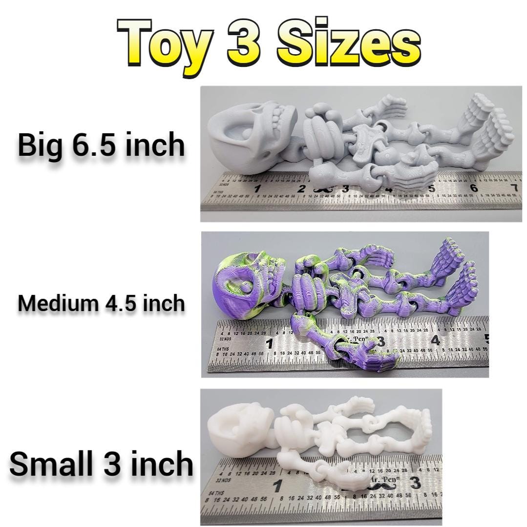 Mini Skeleton Toy Magnet, Keychain or Earrings | 3D Printed