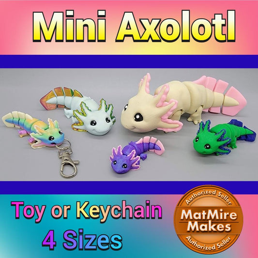 Mini Axolotl Toy or Keychain – 3D Printed, Flexible & Fun