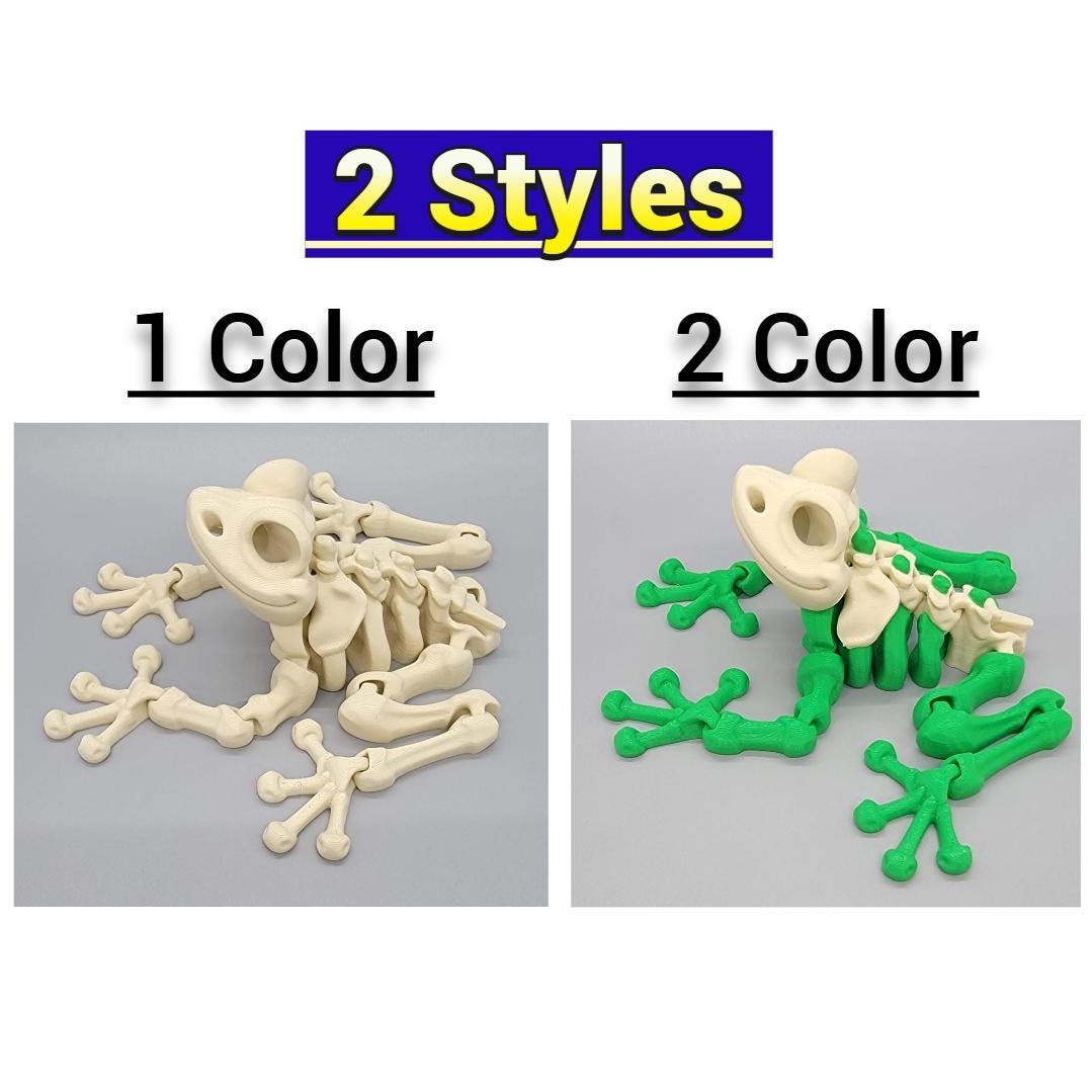 Skeleton Frog Toy or Magnet | 3D Printed | Halloween | Fall | Fidget | Custom Colors