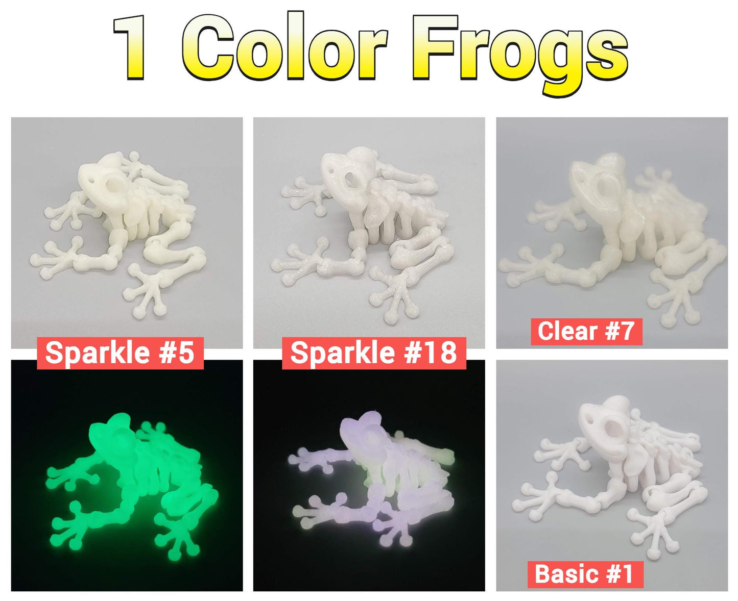 Skeleton Frog Toy or Magnet | 3D Printed | Halloween | Fall | Fidget | Custom Colors