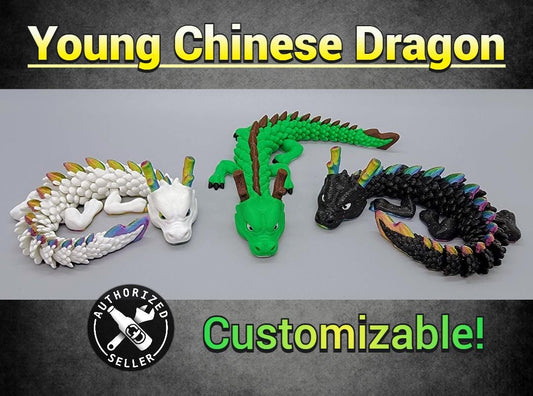 3D Printed Young Chinese Dragon – Customizable Articulated Dragon for Collectors