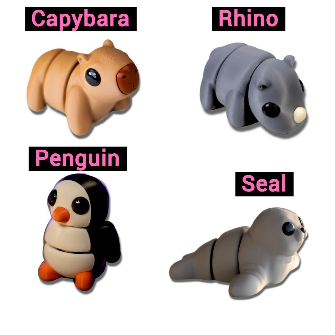 Mini Zoo Animals Fidget Toy | Keychain | Earrings | Flexi Animal Stim Toy | 3 Sizes | Zou3D