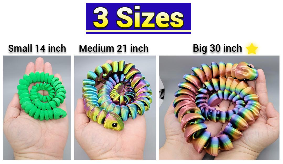 Flexi Snake Toy – Articulated 3D Printed Fidget in 3 Sizes