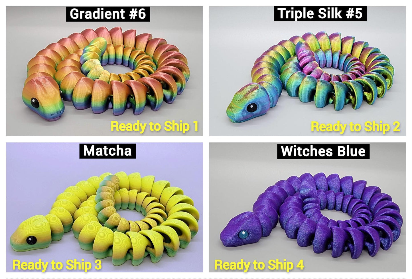 Flexi Snake Toy – Articulated 3D Printed Fidget in 3 Sizes