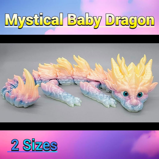 Mystical Baby Dragon Toy Figure, Articulated, Fidget, 3D printed, Cute, Adorable, (made to order), custom, sensory