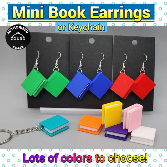 Mini Book Earrings or Keychain | Teacher | Librarian | Gift | Jewelry