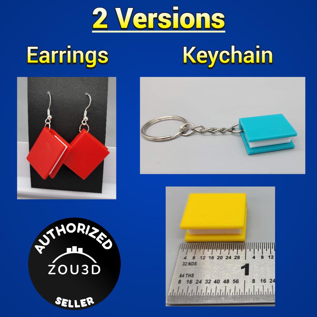 Pendientes o llavero de minilibro | Profesor/a | Bibliotecario/a | Regalo | Joyería