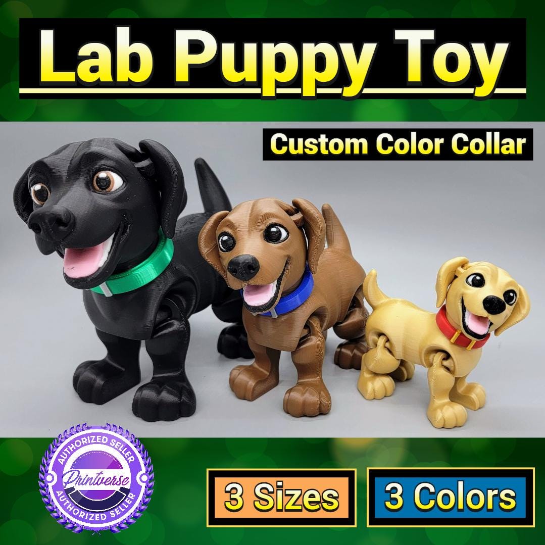 Lab Puppy Toy | Labrador Retriever | K9 | 3D Printed | Articulated | Fidget | Toy