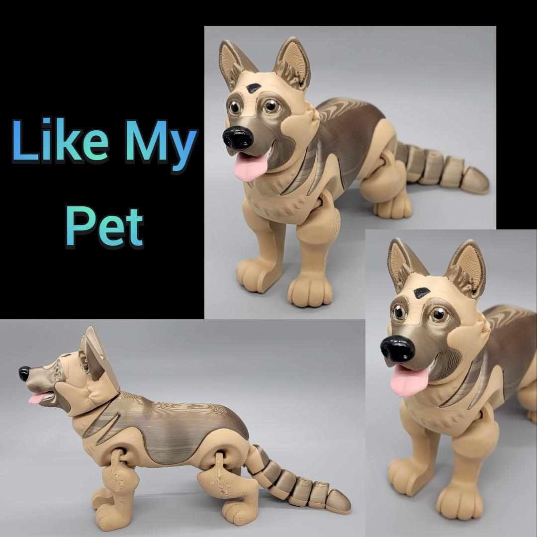 German Shepherd Toy – 3D Printed, Articulated, Custom Pet Option