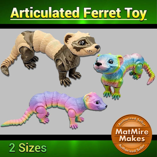 Customizable Articulated Ferret Toy – 3D Printed Poseable Animal Gift for Ferret Lovers