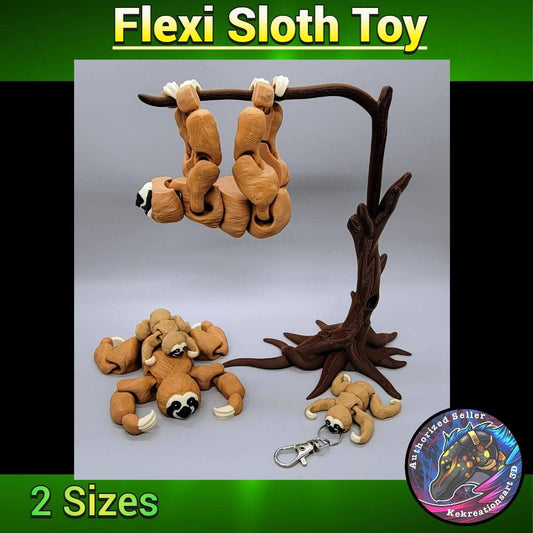 Flexi Sloth Toy or Keychain | Sensory | Fidget | Optional Tree