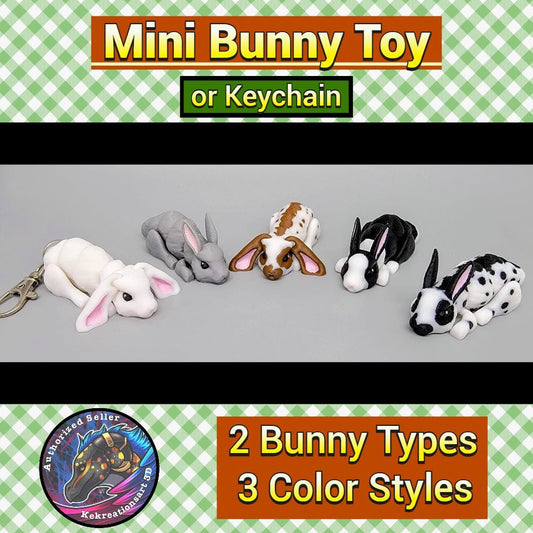 Mini Bunny Rabbit Toy or Keychain | Sensory | Fidget