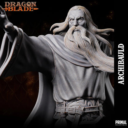 White Wizard Archbauld - Powerful Sorcerer Miniature for TTRPGs