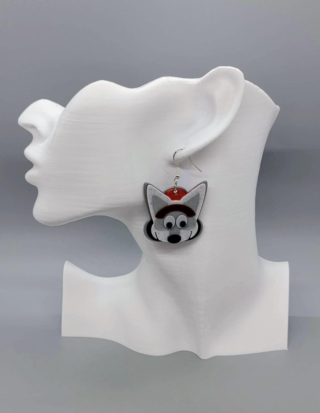 Unique Fun Wolf-Themed Football Earrings