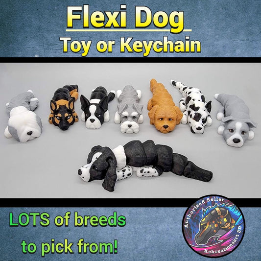 Flexi Dog Toy or Keychain | 3D Printed | Sensory Play | Custom Colors Available