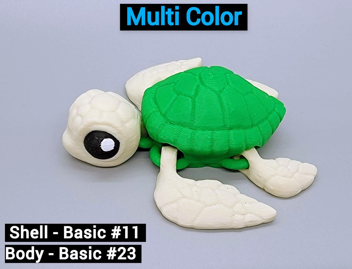3D Printed Articulated Baby Sea Turtle – Custom Colors