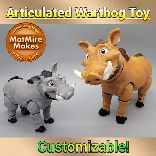 3D Printed Articulated Warthog Toy – Posable Figure for Kids and Collectors