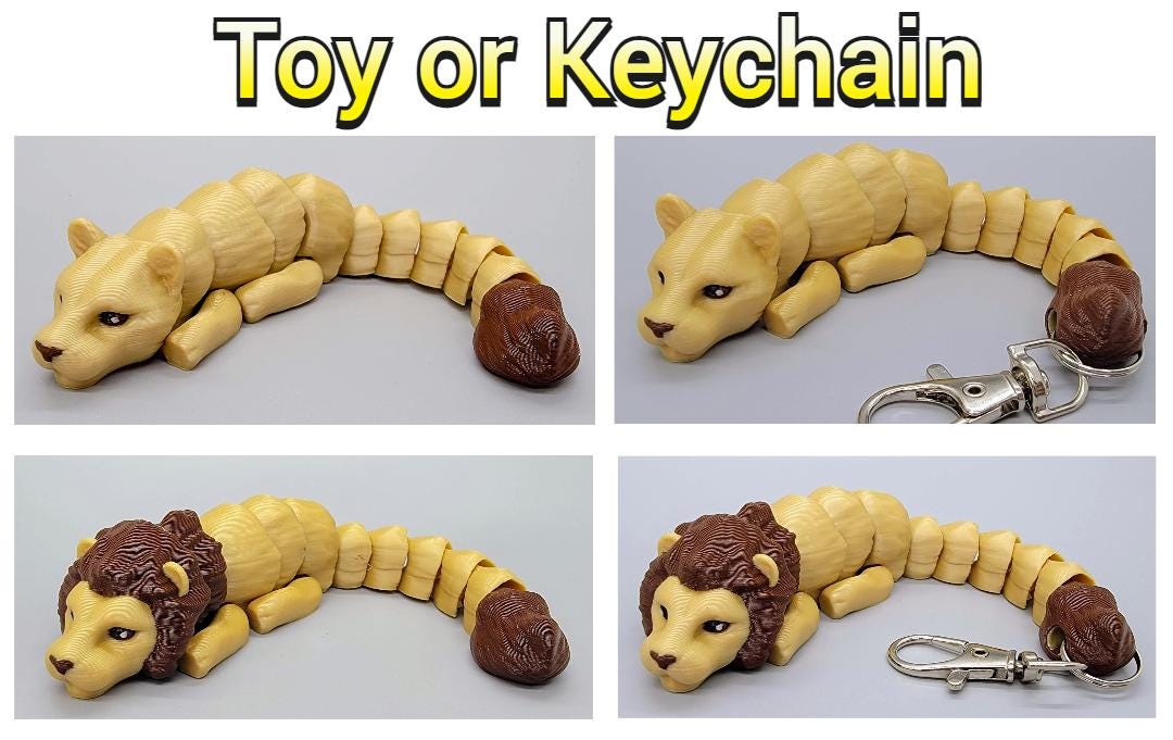 Flexi Lion Toy or Keychain | Sensory | Fidget | Zoo animal | Big Cat