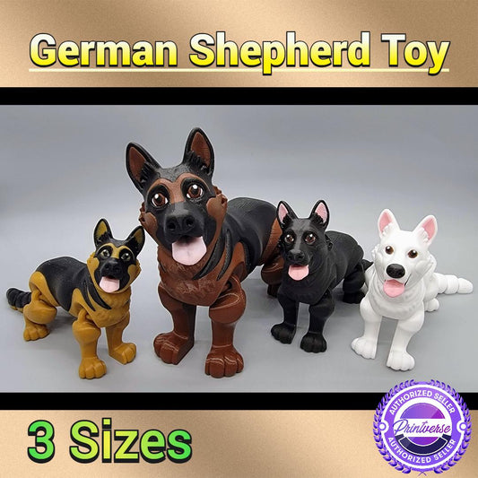 German Shepherd Toy – 3D Printed, Articulated, Custom Pet Option