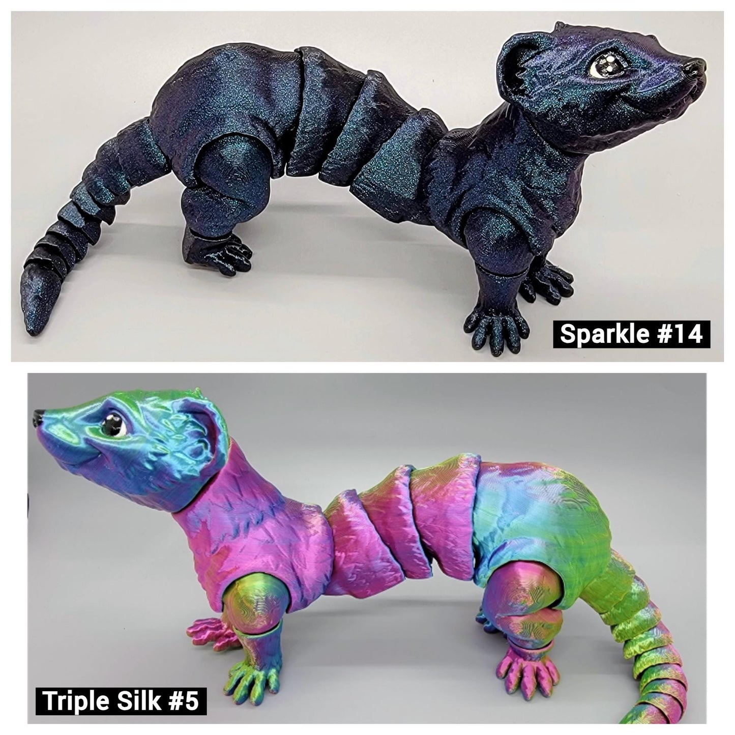 Customizable Articulated Ferret Toy – 3D Printed Poseable Animal Gift for Ferret Lovers