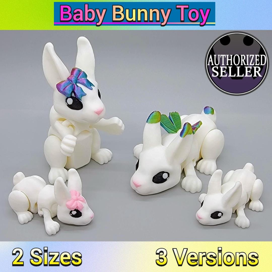 Articulated Baby Bunny Toy – 3D Printed Fidget in Regular, Bow, or Fairy Style