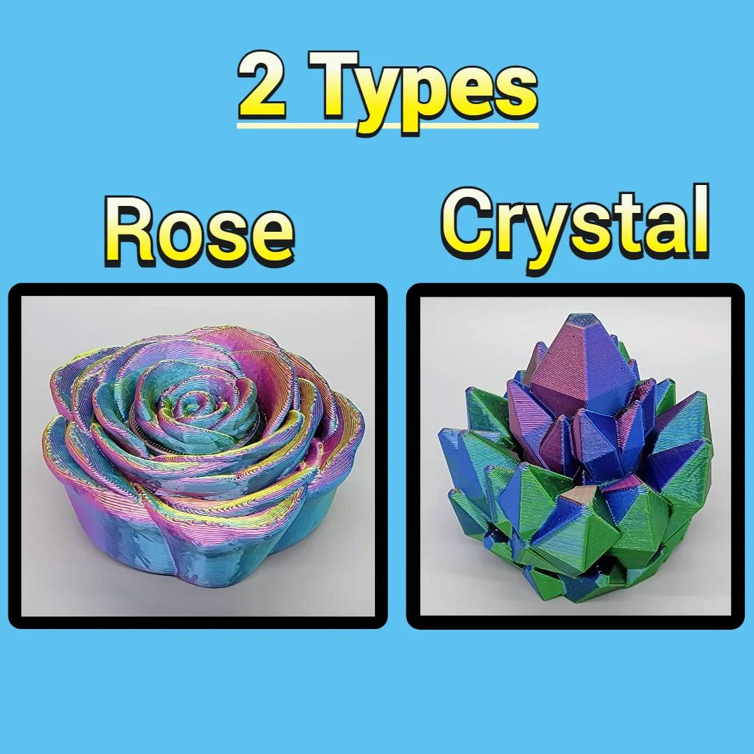 Rose & Crystal Spinner Toy 3D Printed Fidget for Stress Relief D&K Custom Prints Rose & Crystal Spinner Toy 3D Printed Fidget for Stress Relief D&K Custom Prints