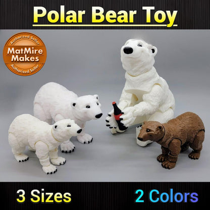 Juguete de oso polar | Oso pardo | Articulado | Divertido y articulado | Oso Grolar | Antiestrés para todas las edades | Sensorial | Flexible