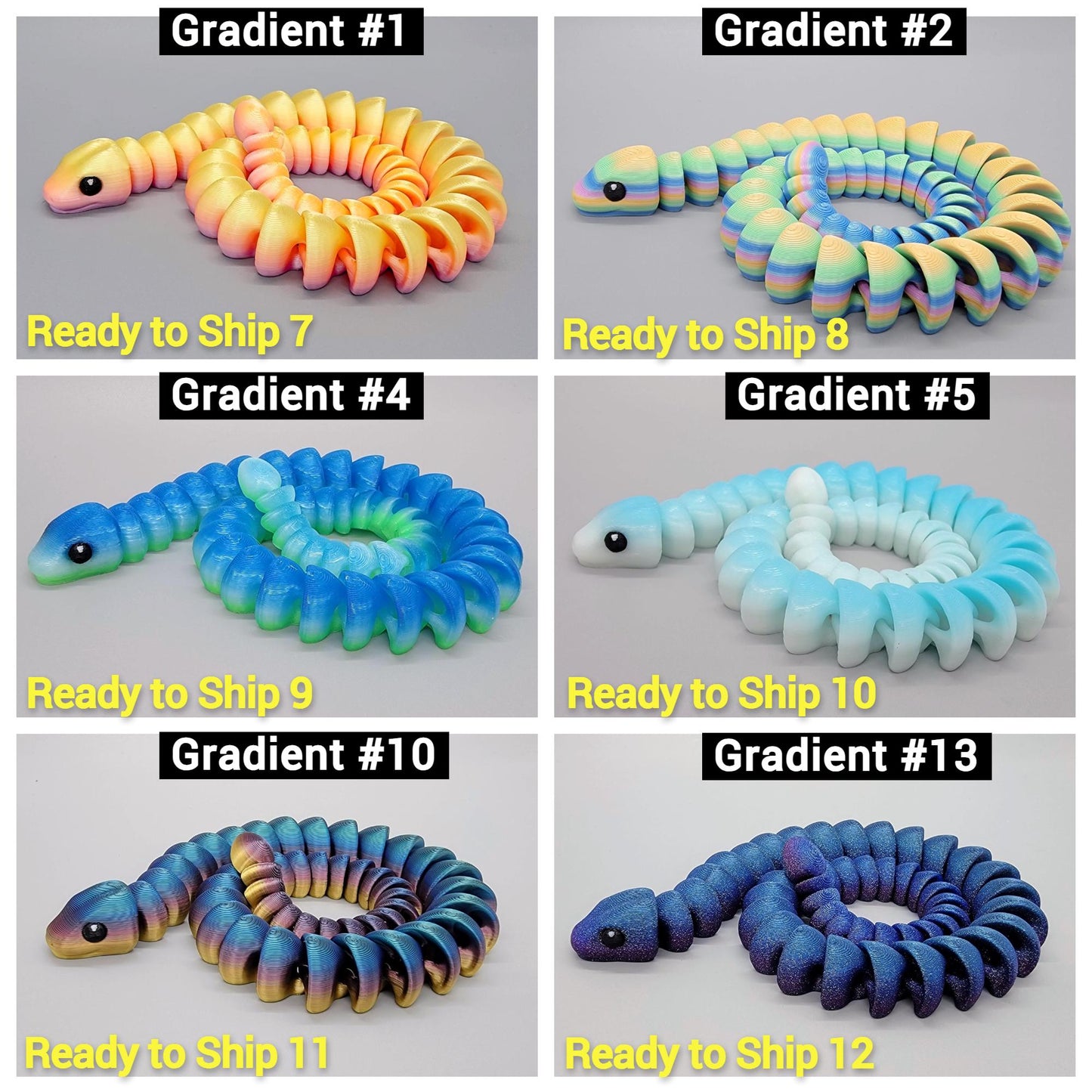 Flexi Snake Toy – Articulated 3D Printed Fidget in 3 Sizes