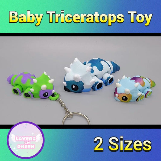 Custom Baby Triceratops Dino Toy | Flexi | Fidget | 3D printed | Articulated