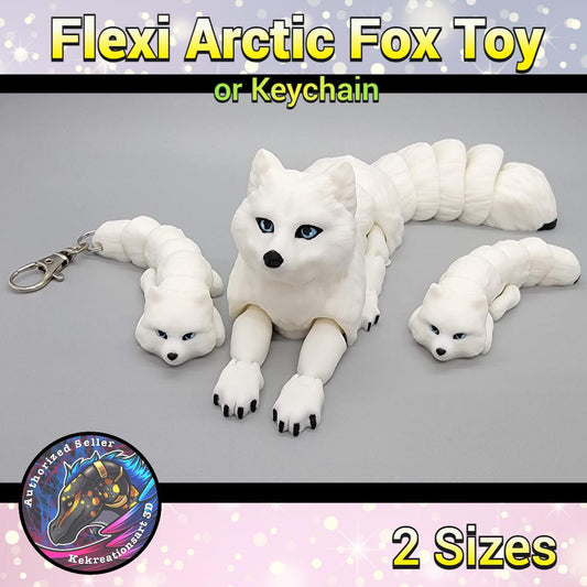 Flexi Arctic Fox Toy or Keychain | Sensory | Fidget