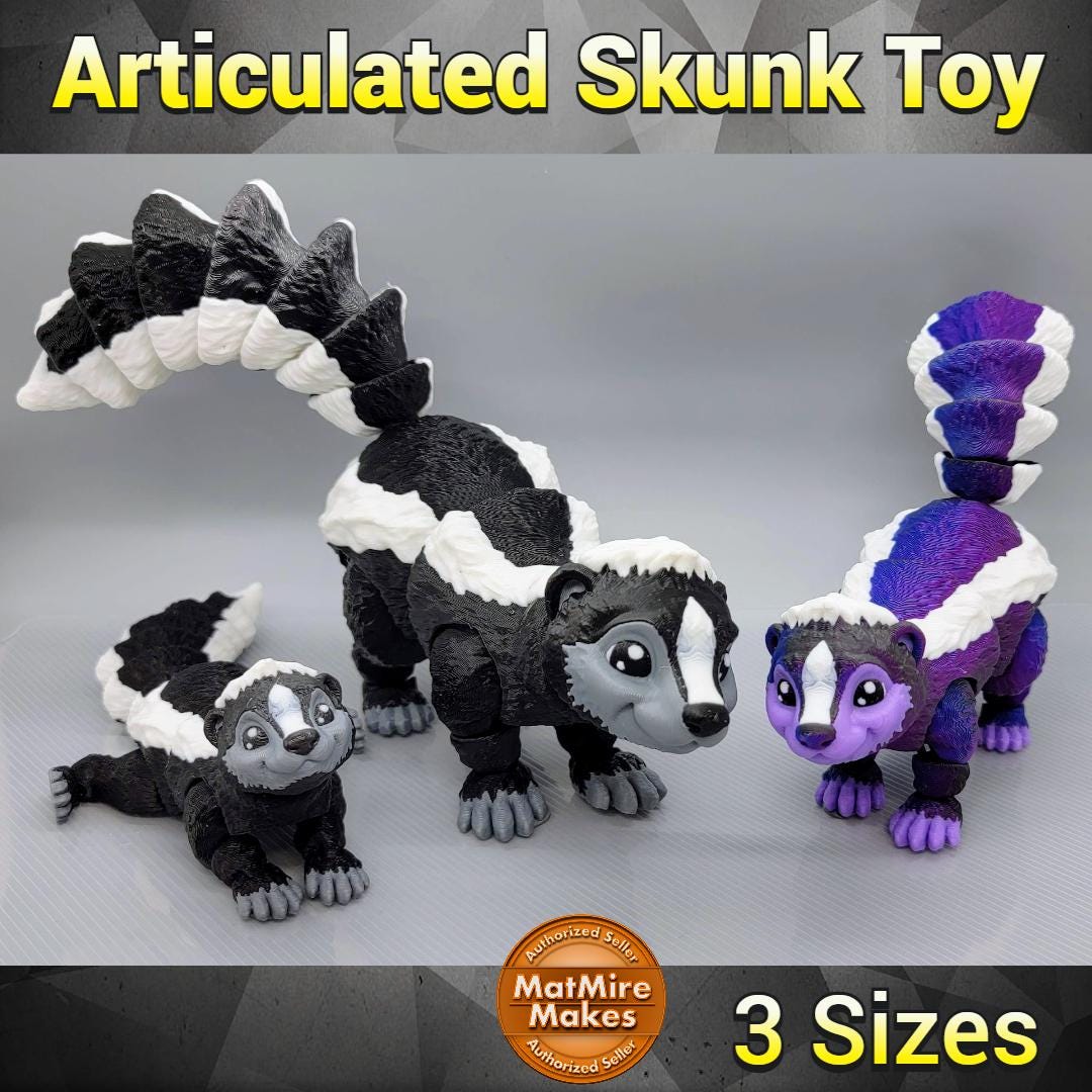 3D Printed Articulated Skunk Toy – Posable Fidget Animal Figure