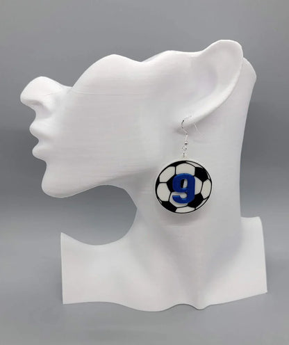 Pendientes de fútbol con número personalizado