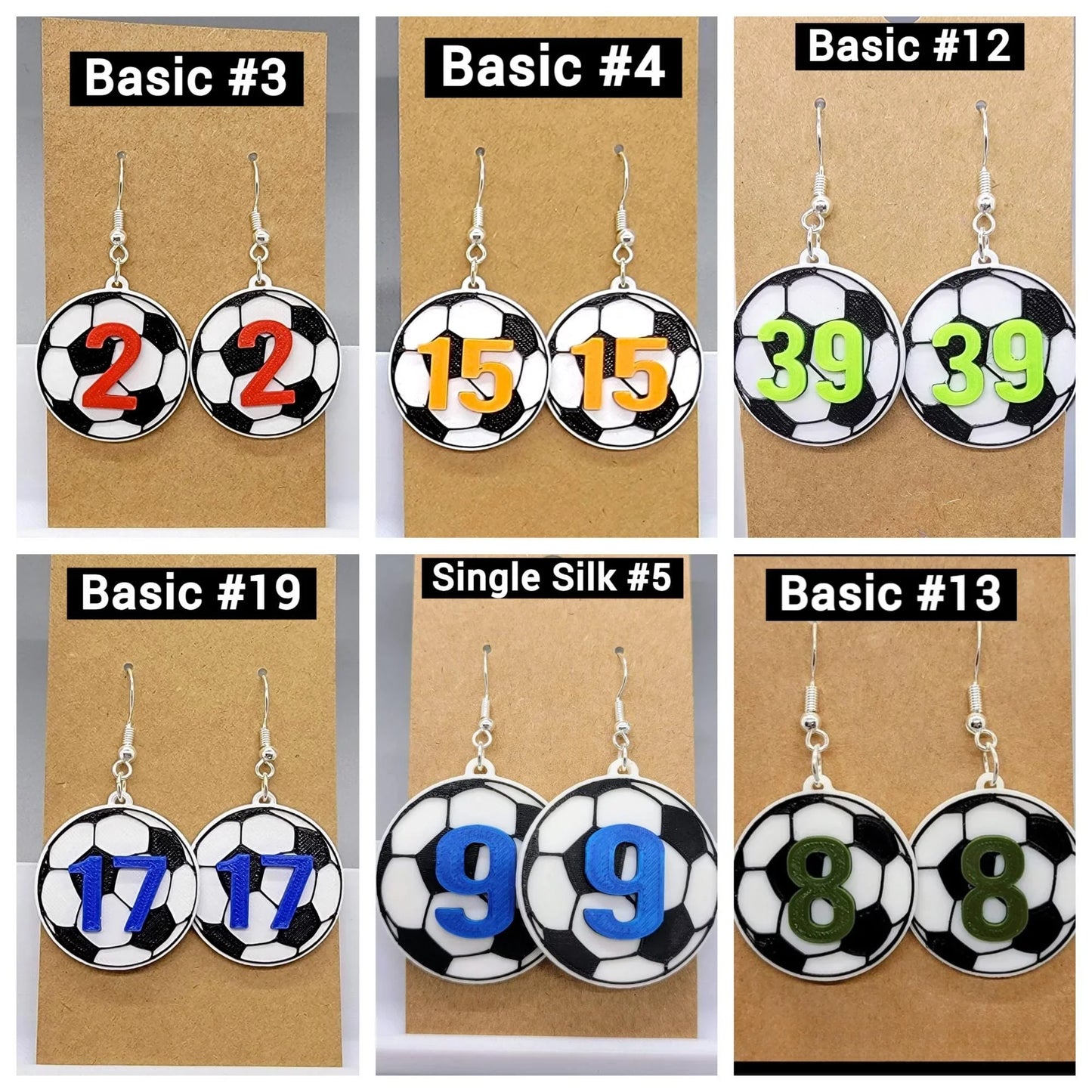 Pendientes de fútbol con número personalizado