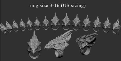 White Dragon Ring (US Sizes 3-16)
