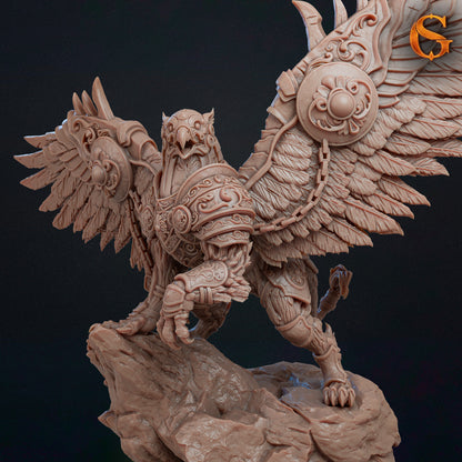 Close-up front render of Ironwing the Guardian highlighting the intricate engravings on the head and shoulder armor pieces.