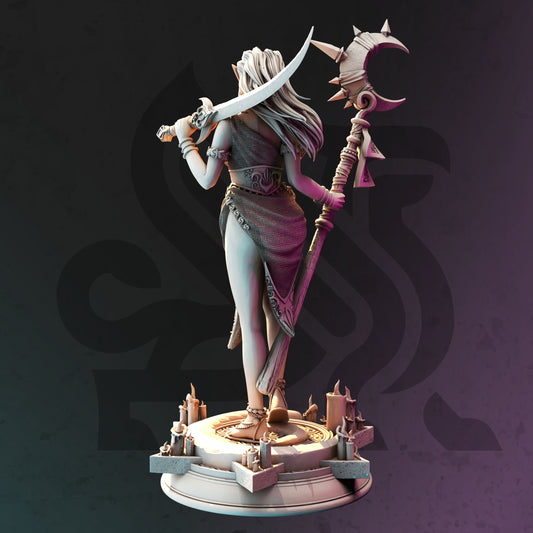 Kadna Glyndrel Drow Moon Priestess resin miniature and bust in 32mm and 75mm scales by D&K Custom Prints