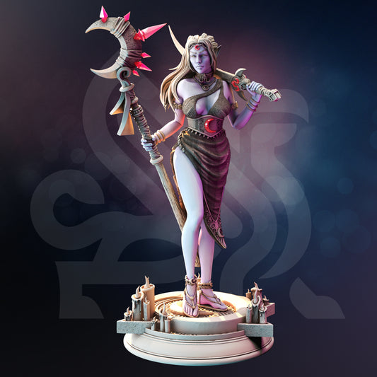 Kadna Glyndrel Drow Moon Priestess resin miniature and bust in 32mm and 75mm scales by D&K Custom Prints