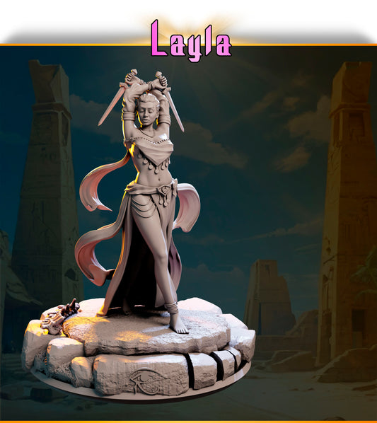 Layla Human Dagger Dancer resin miniature by Black Bird Miniatures in SFW variant.