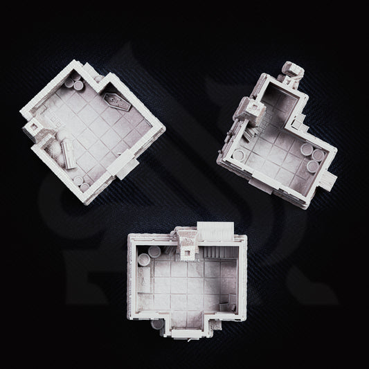 Top-down view showing the playable interior floors and interior layout details of the Limlight village buildings.