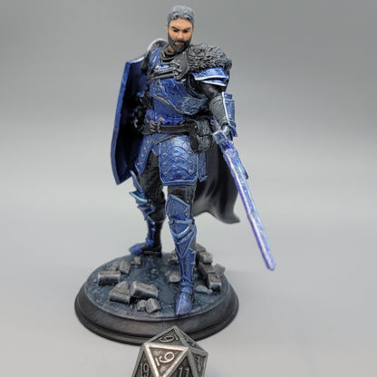Front view of Lizarin Nordic Nature Paladin painted resin miniature for TTRPG heroes and NPCs