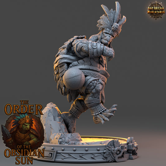 Mazotl Stonehide Large Tortle Barbarian miniature with a massive shell, powerful build, and unarmed combat stance.