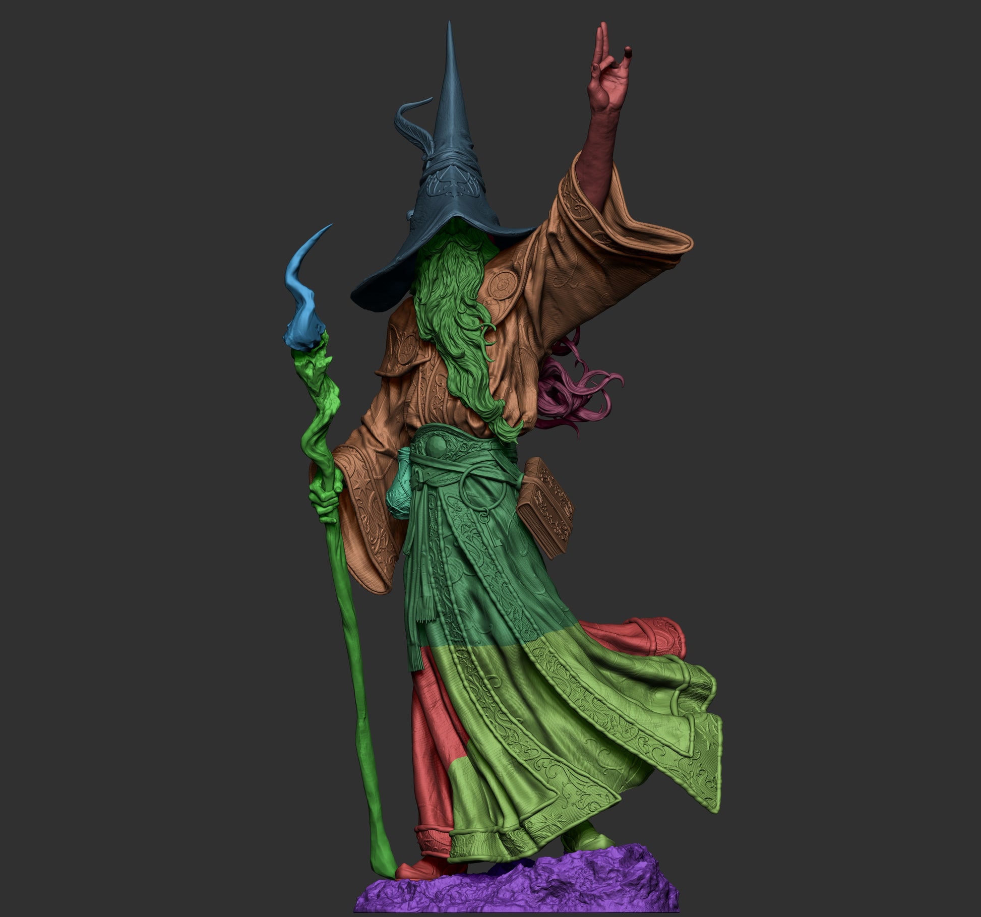 Assembled render of Merlin statue