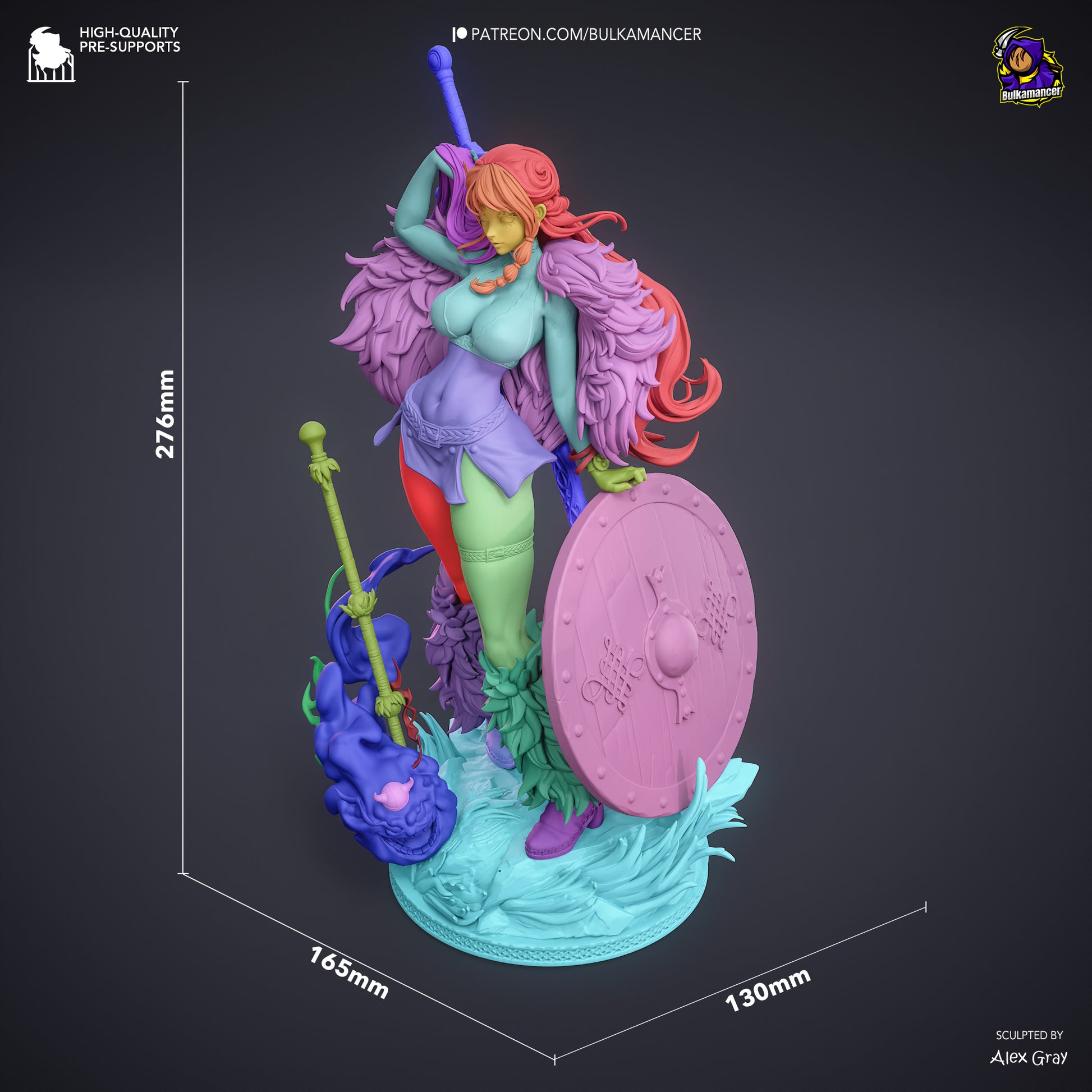 Nami One Piece resin statue dimensions showing 276mm height and 165mm by 130mm base