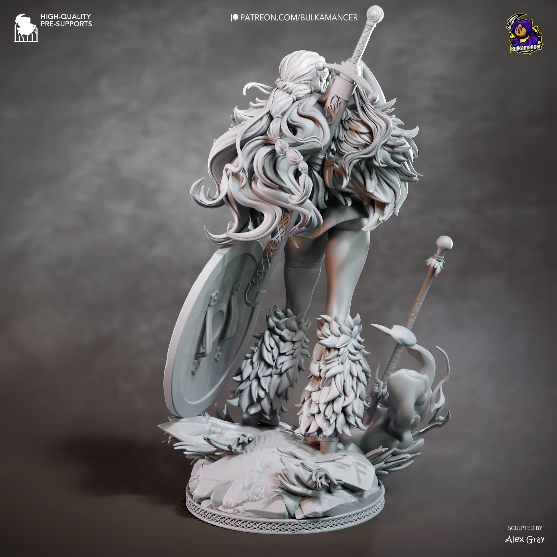 Nami One Piece unpainted resin statue grey rear view with detailed hair sculpt